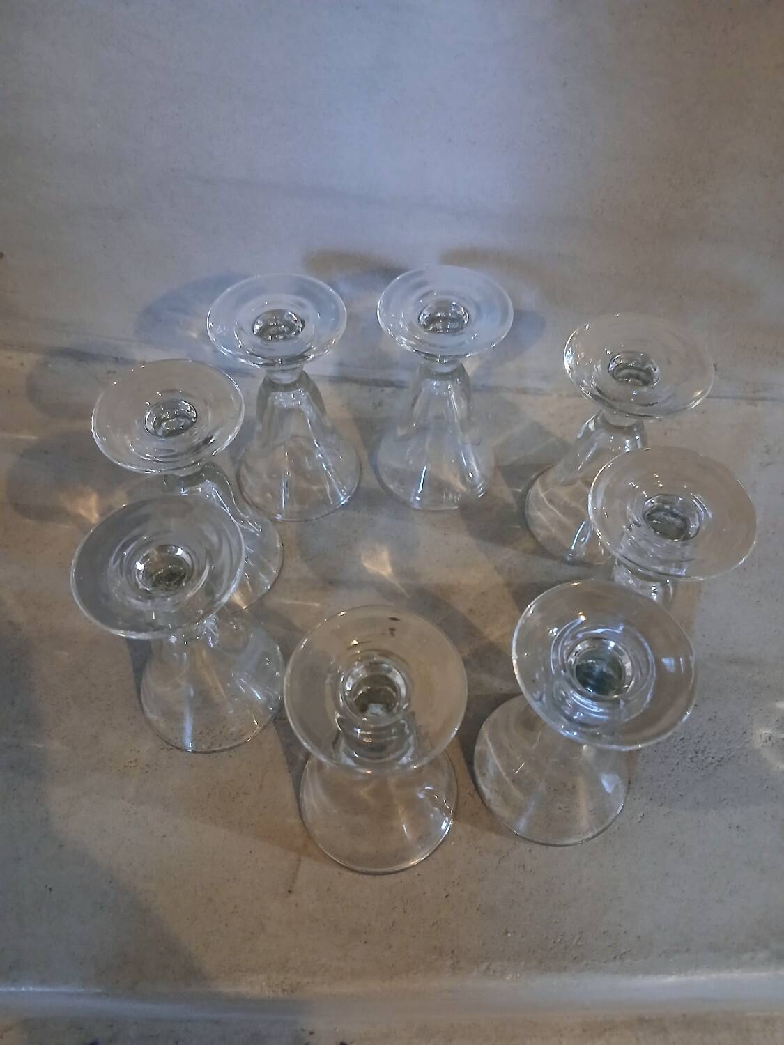 8 small old bistro glasses