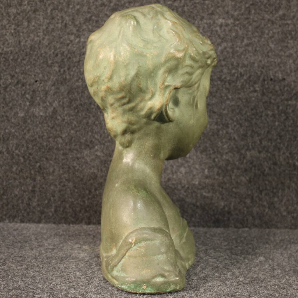 Sculpture in bronze painted terracotta bust of a child