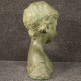 Sculpture in bronze painted terracotta bust of a child