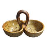 Saleron vintage en grès pyrité signature à identifier XXème