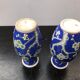 Pair Of Vase Ancient Chinese Ceramics White - Blue Decor Vintage Flowers
