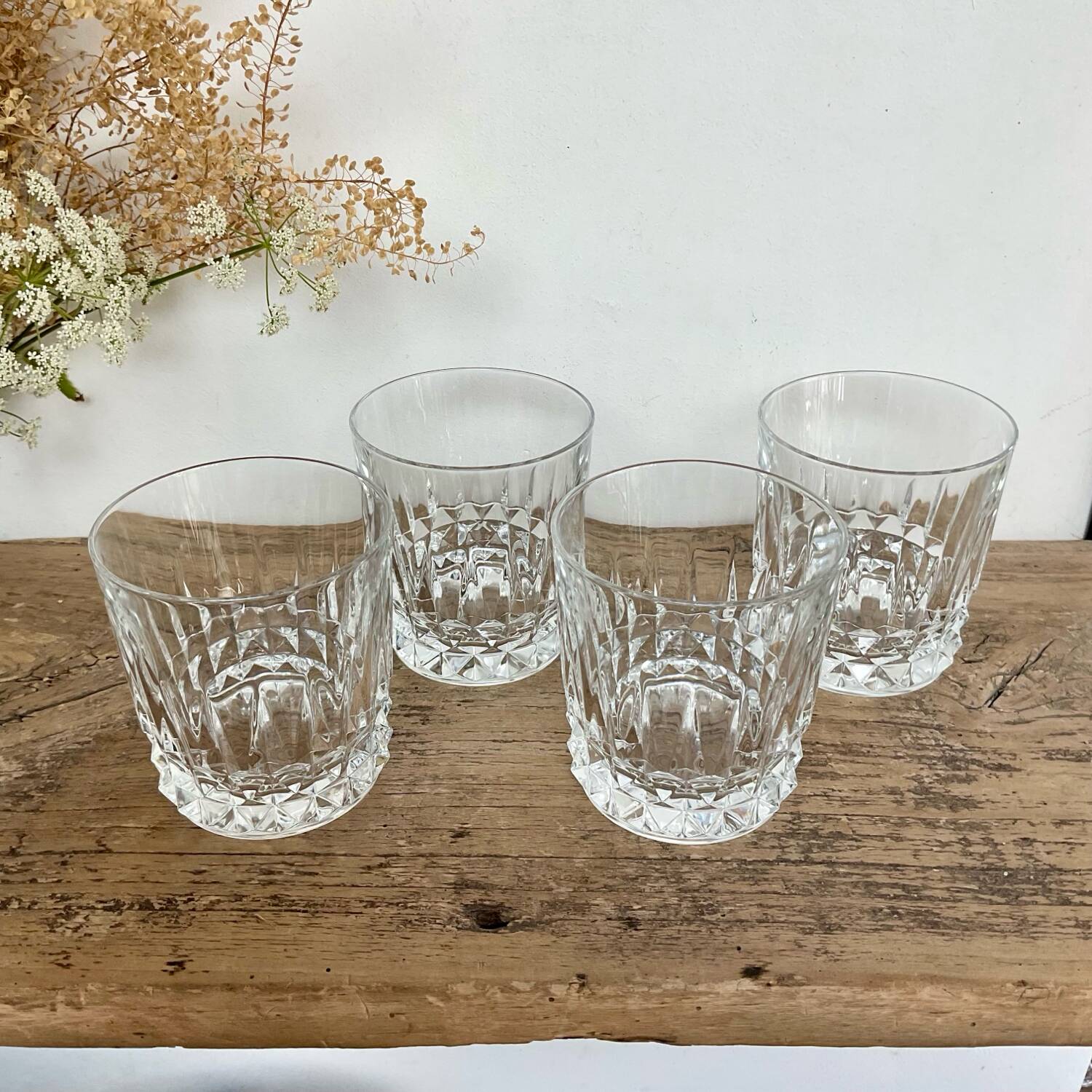 4 vintage whiskey glasses