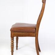 Lot de 8 chaises Empire en cuir marron de haute qualité en acajou