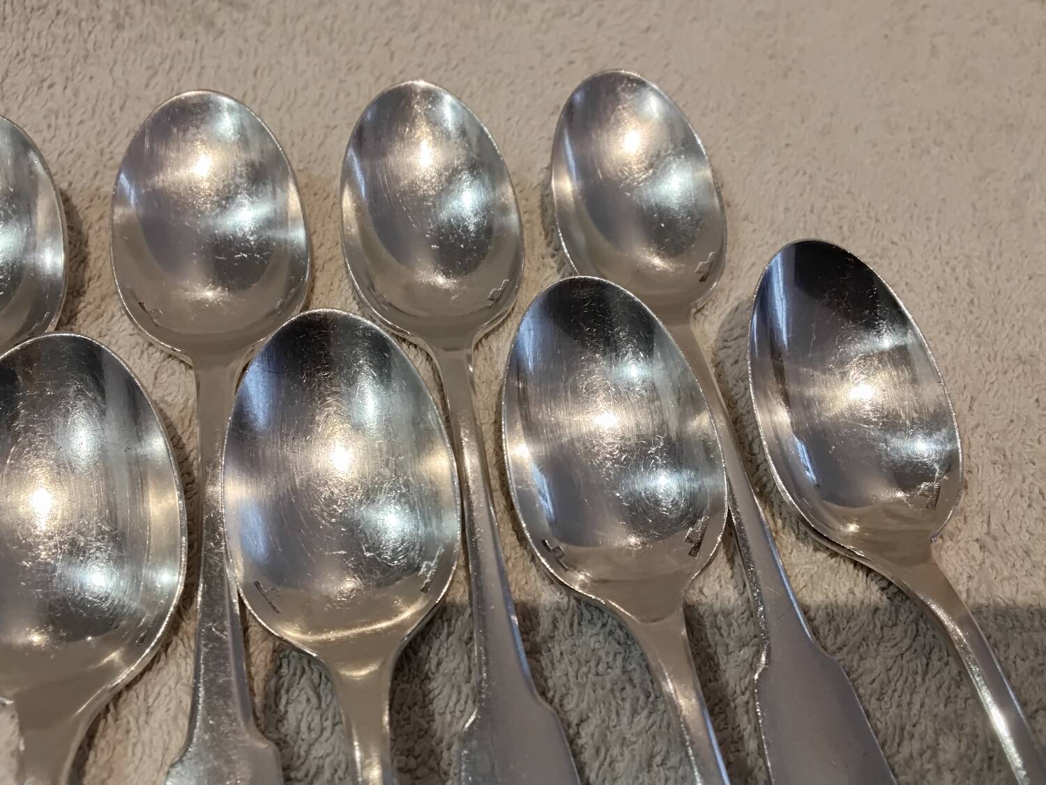 11 silver-plated teaspoons by Christofle, Cluny pattern, striped