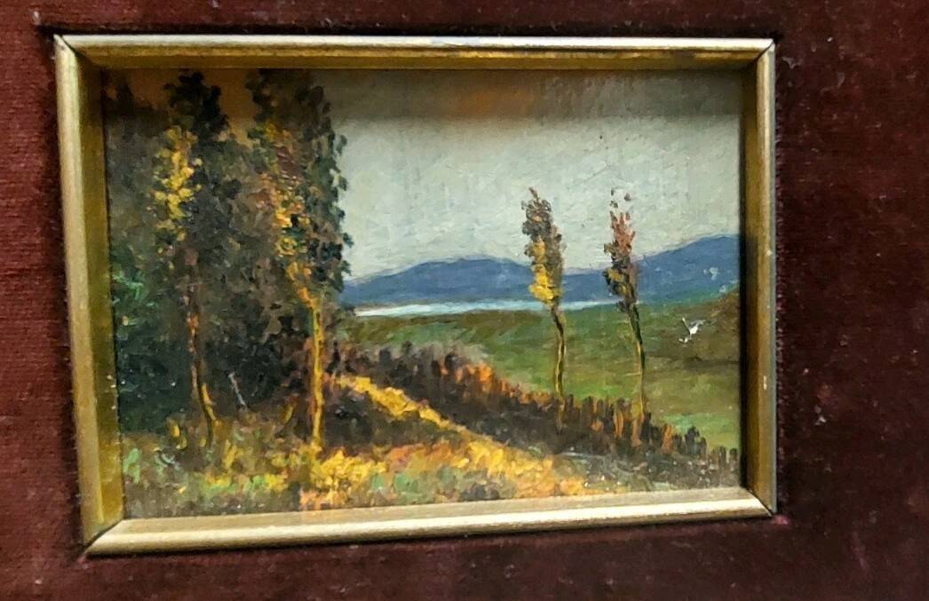 Oil painting on cardboard, Tuscan landscape, early 1900s