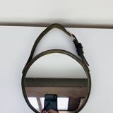 Miroir cerclage cuir artisanal