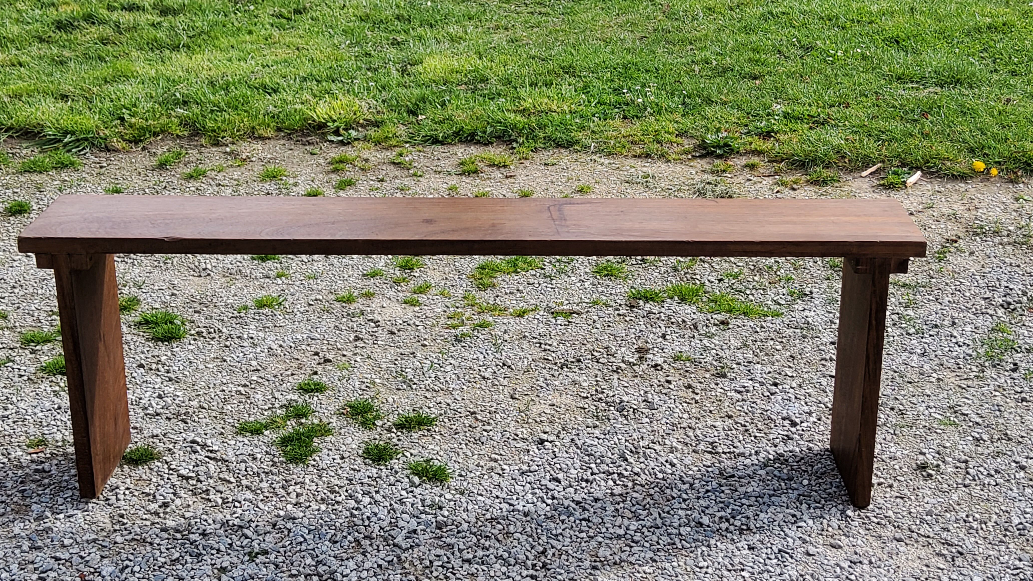 Brutalist bench of the 30s in solid mahogany