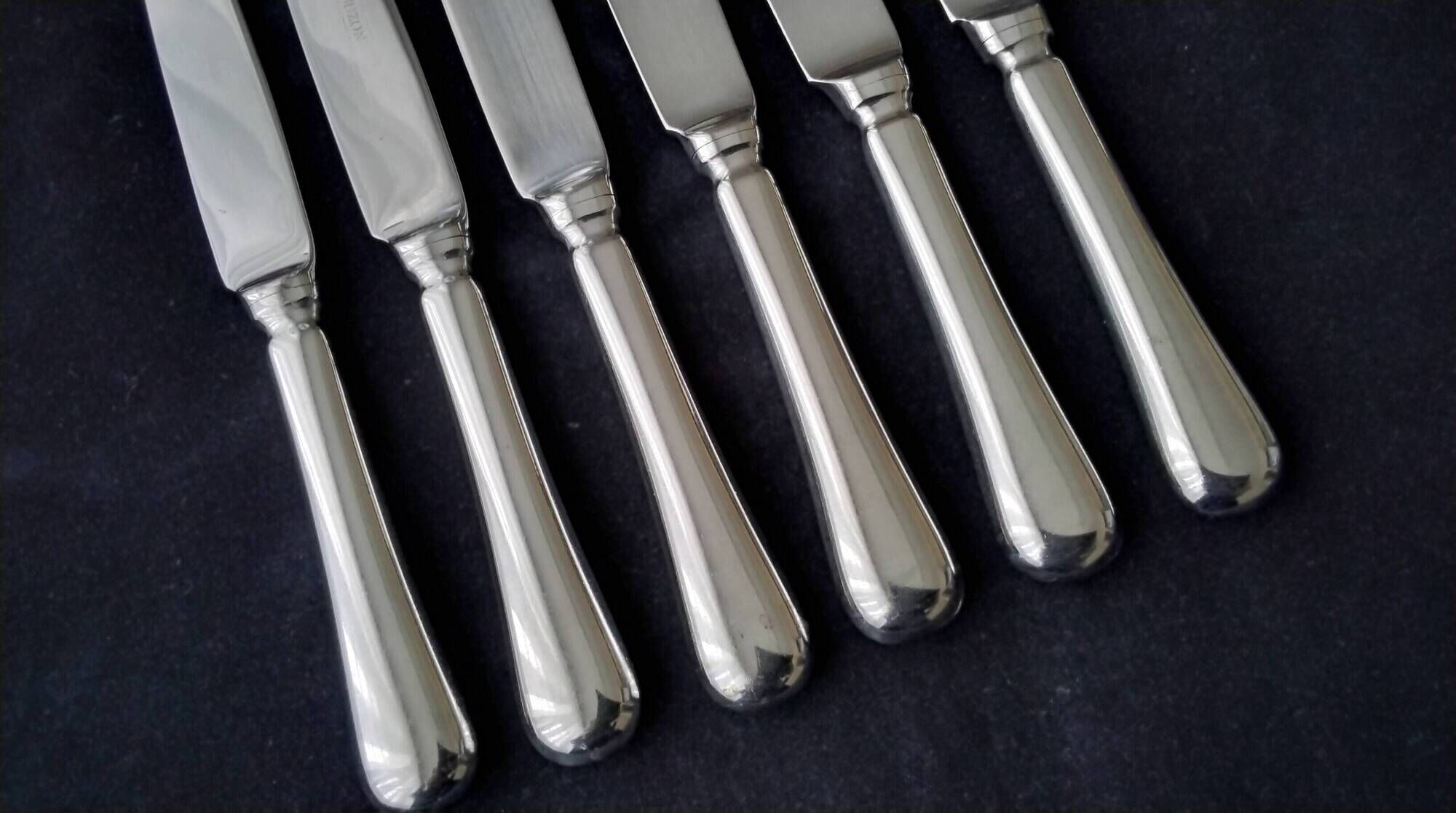 6 Jean Couzon knives, silver-plated metal and stainless steel, 23 cm