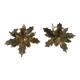 Pair of candlesticks, holly leaves, in brass