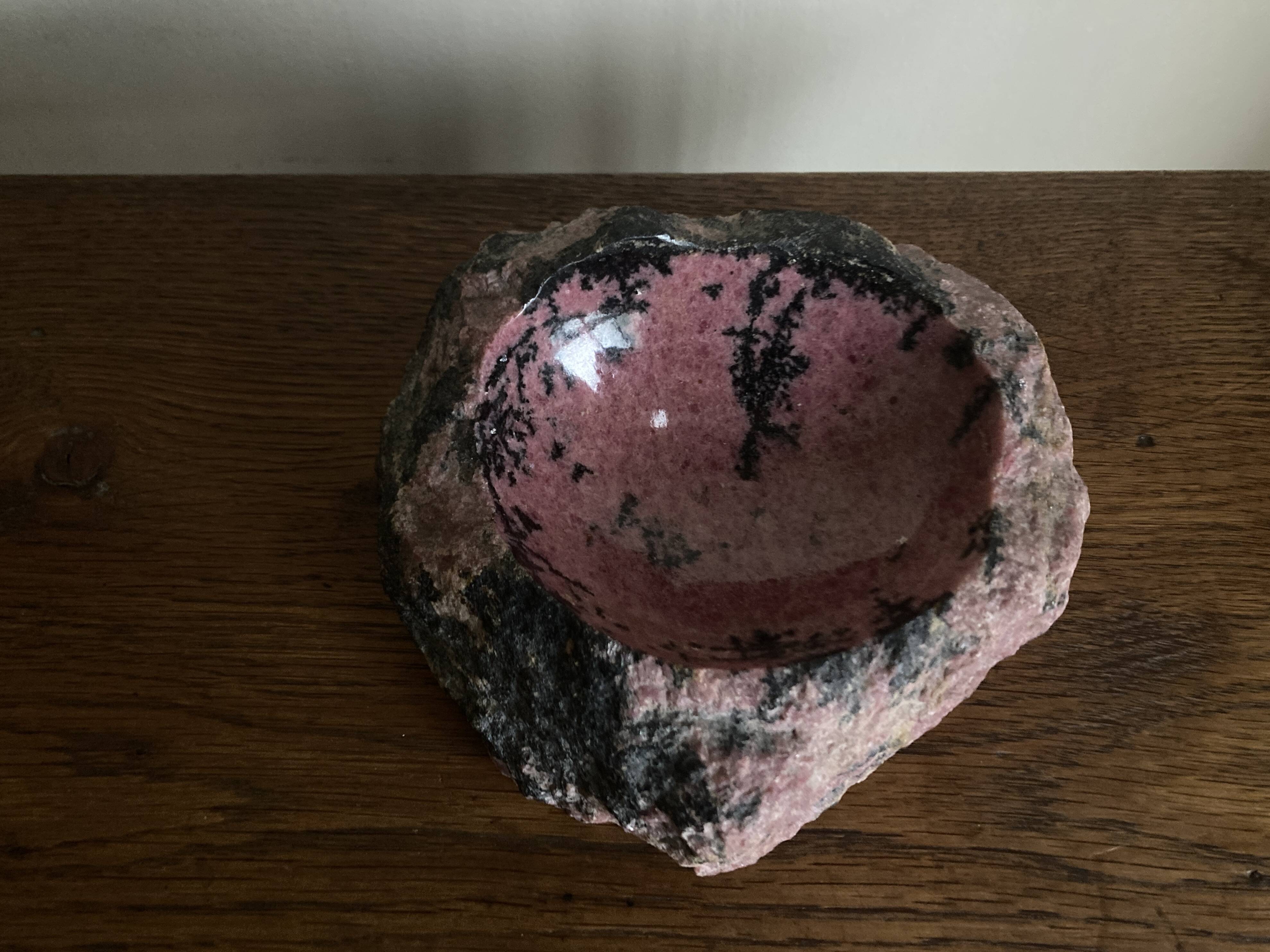 Raw pink marble trinket tray, 1970