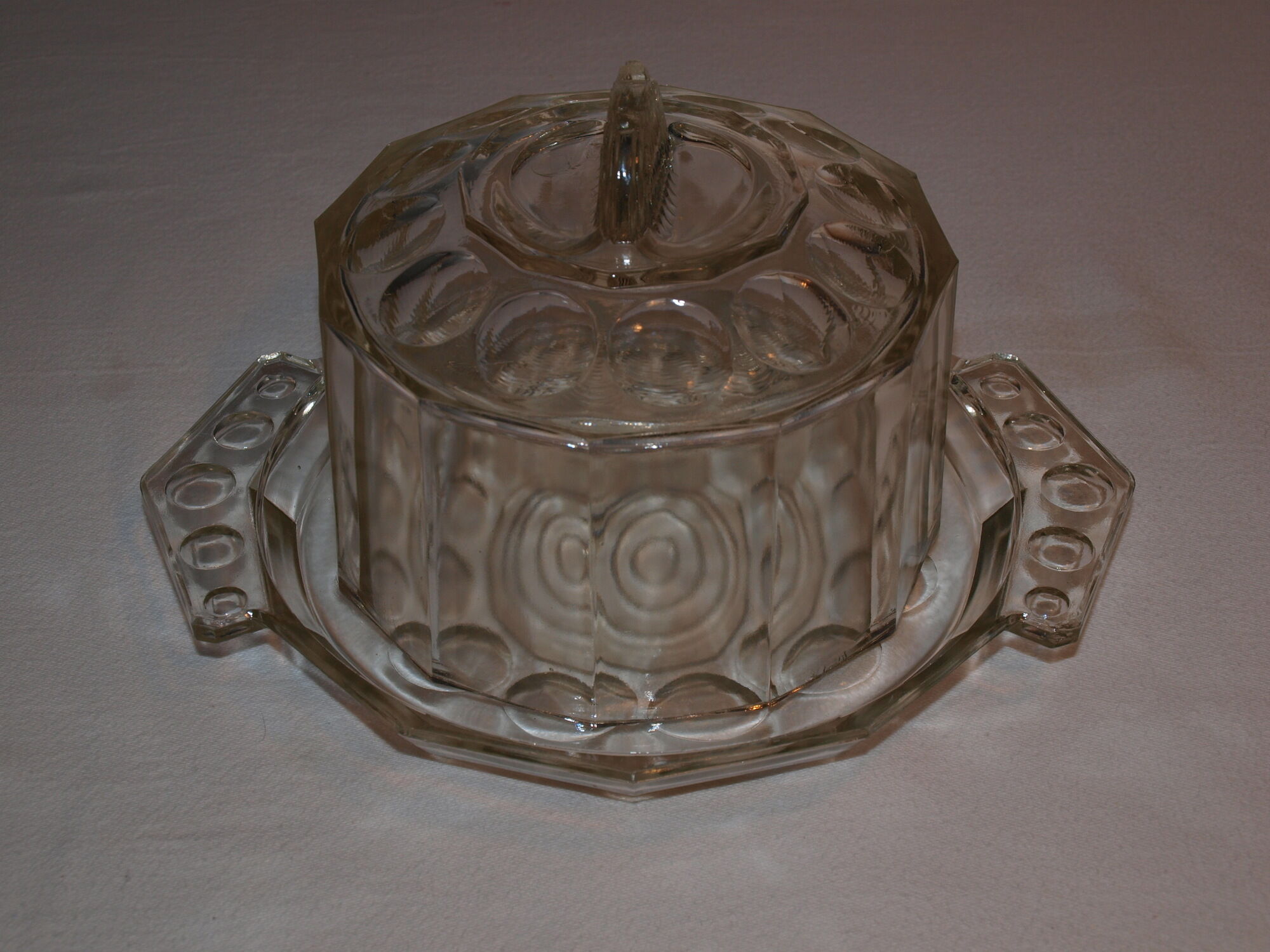 Cloche verre et plateau, art deco des années 30