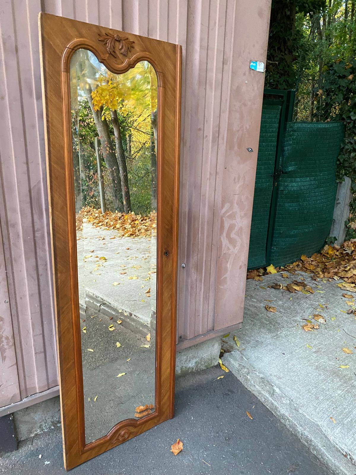 Miroir biseauté en chêne massif sculpté 50x165cm