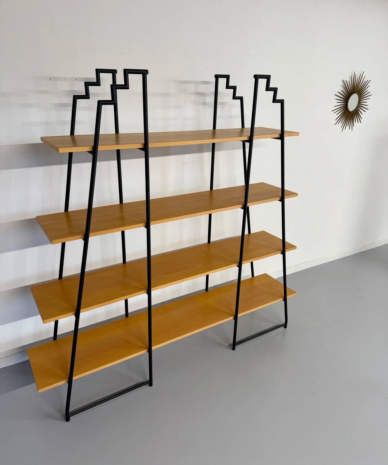 Étagère bibliothèque bois et métal design des années 80