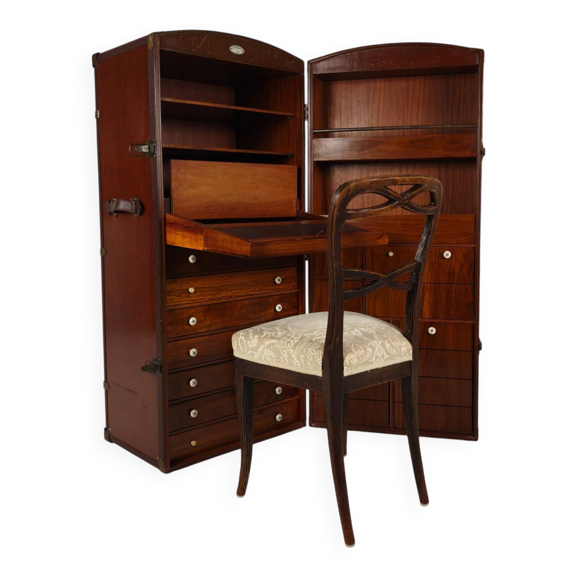 Starbay nautical steamer trunk campaign desk – 20th century