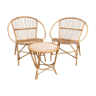 Rattan living room, set of 2 armchairs and a coffee table