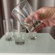 Set of 4 Vintage Sculptural Drinking Glasses | Thick Glass Tumblers & Highb