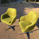 Vintage 1960s Lubke green velvet swivel armchair pair.