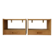 2 wall-mounted Scandinavian bedside tables with drawers, oak, 1960.