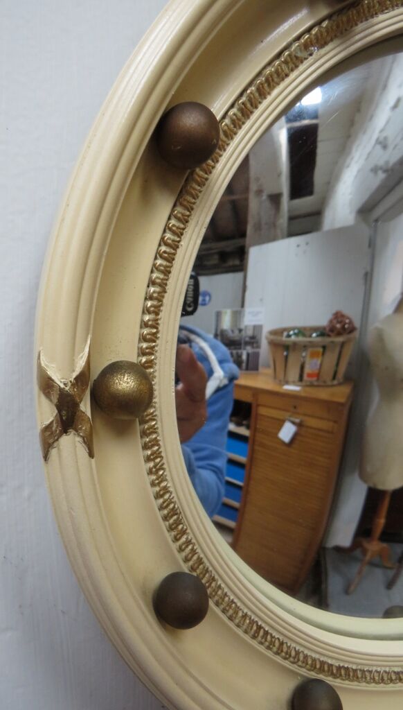 Vintage english butlers porthole convex mirror