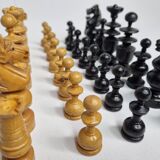 Vintage Hand Carved Wooden Chess Set, 1930s, King Height 8cm