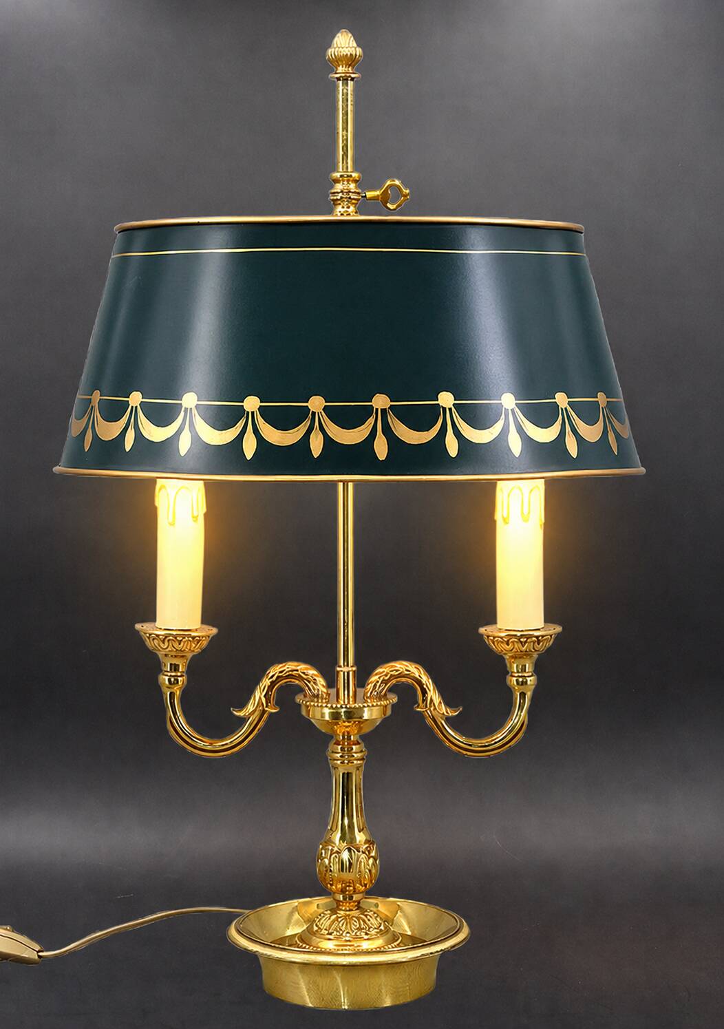 Bronze Bouillotte Lamp in Louis XVI Style with Two Lights "Lucien Gau"