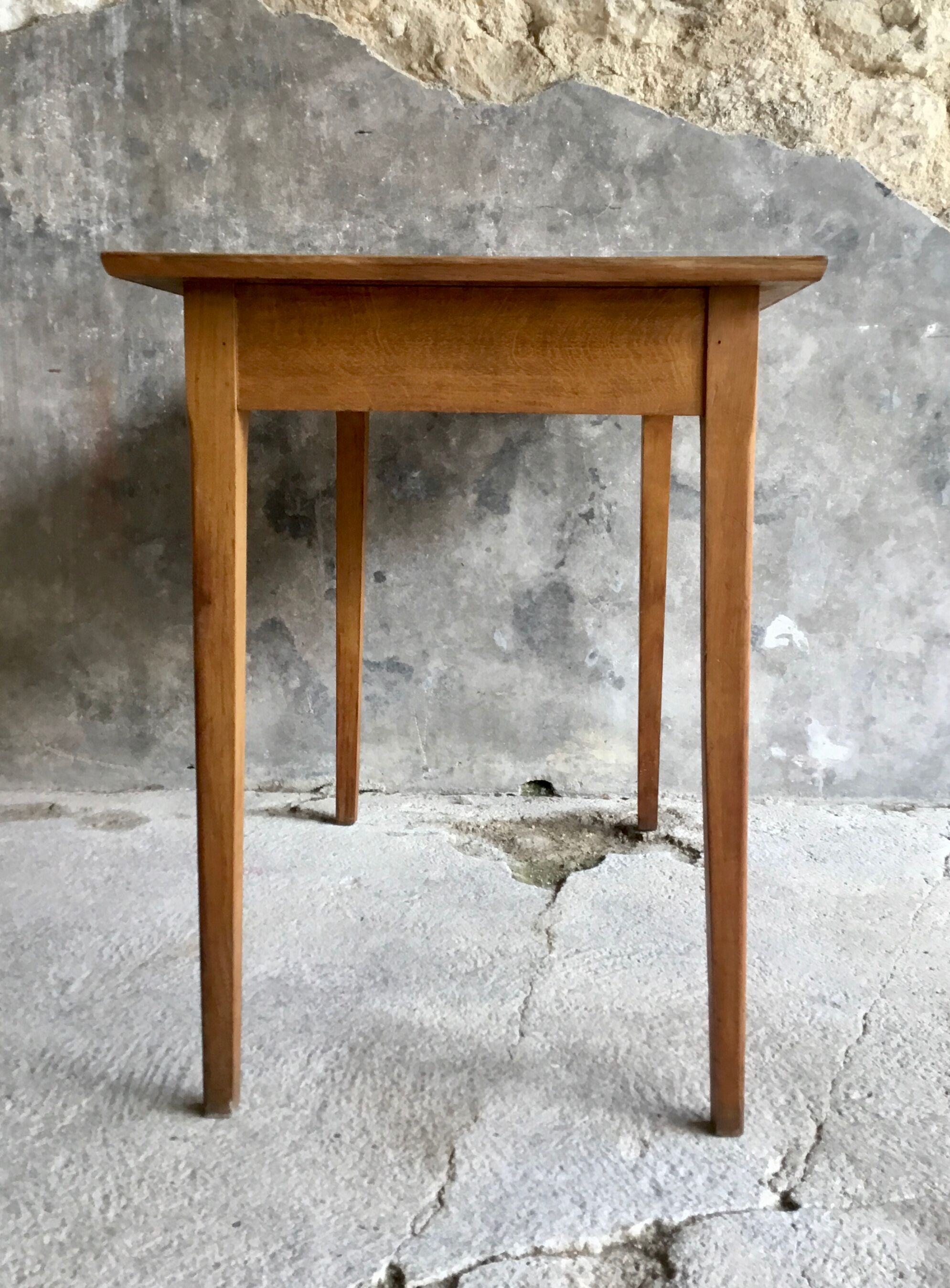 Vintage drawer table or desk in light wood 1950