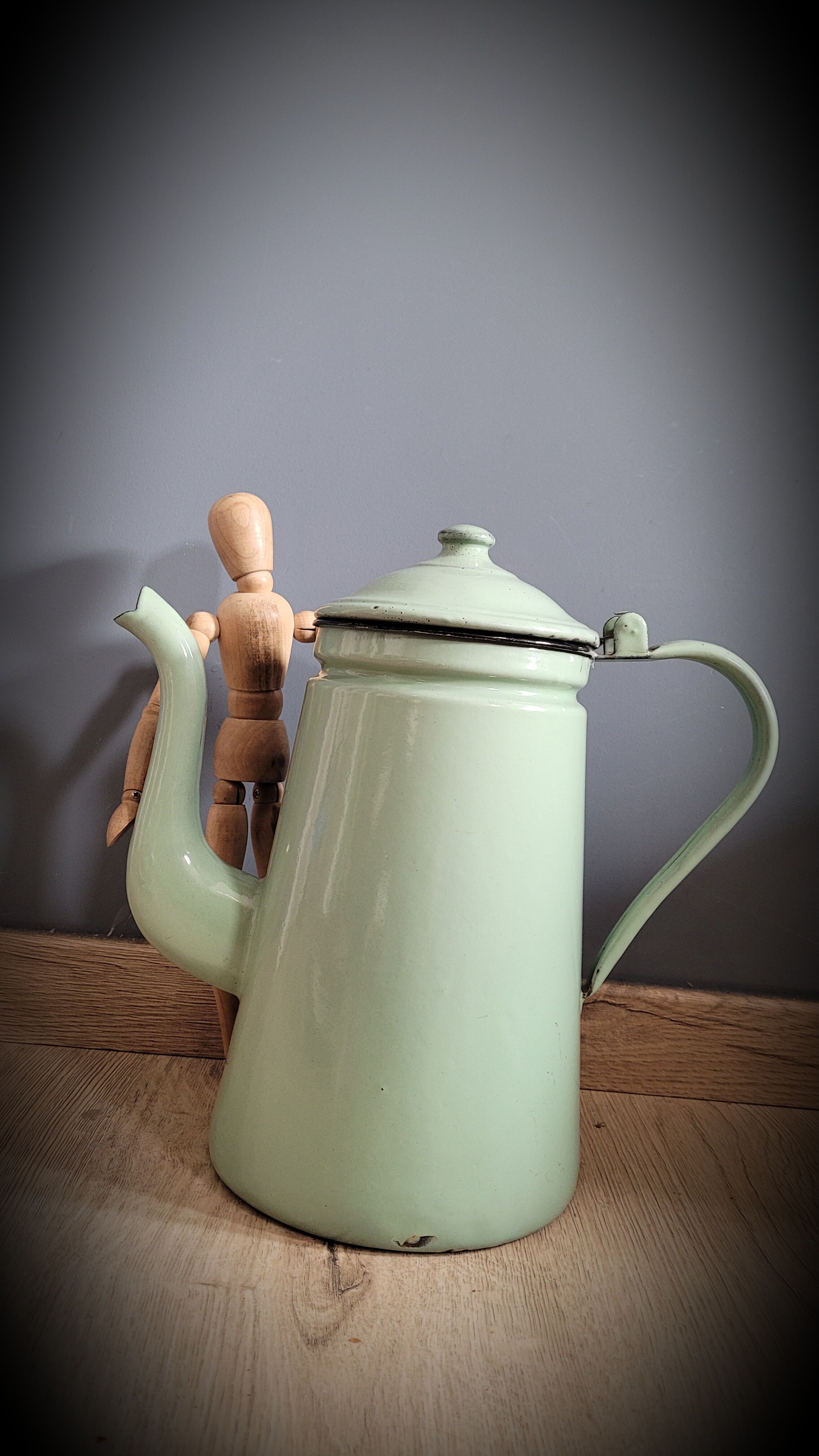 Light green enamelled coffee maker