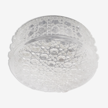 Vintage ceiling lamp - molded glass - round shape - 1970