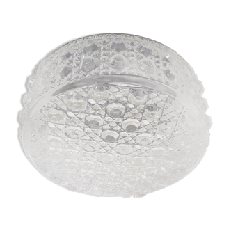 Vintage ceiling lamp - molded glass - round shape - 1970