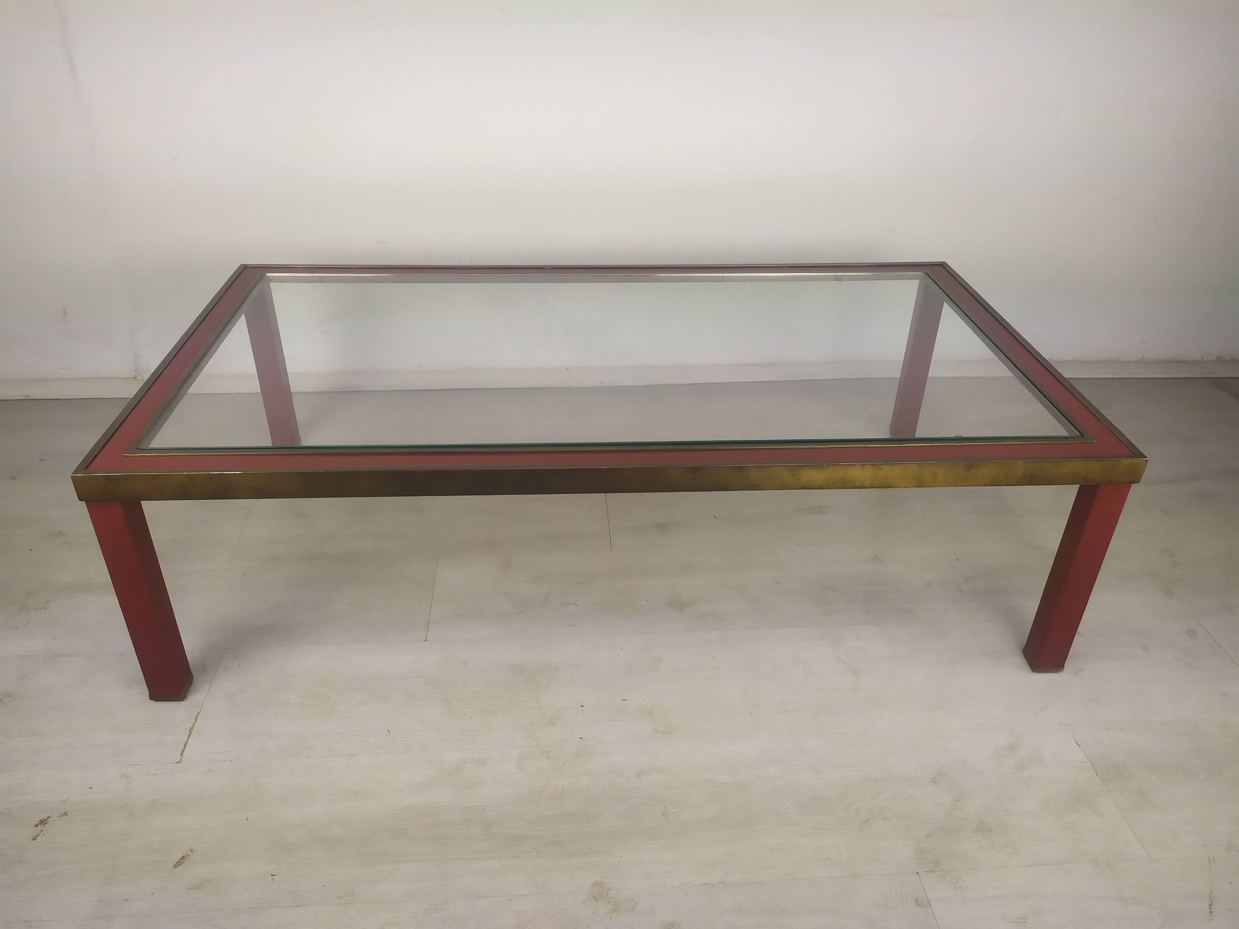 Glass brass coffee table