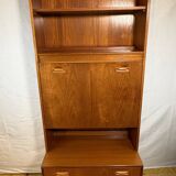 Bibliothèque haute en teck style rétro vintage milieu du siècle avec intérieur bureau par G-Plan