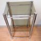 Two-tray console in smoked glass and chrome metal / vintage 70s-80s