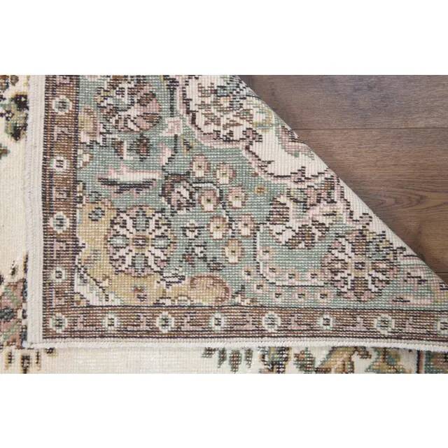 1970s Turkish Oushak Handmade Wool Cotton Beige Area Rug  119x208