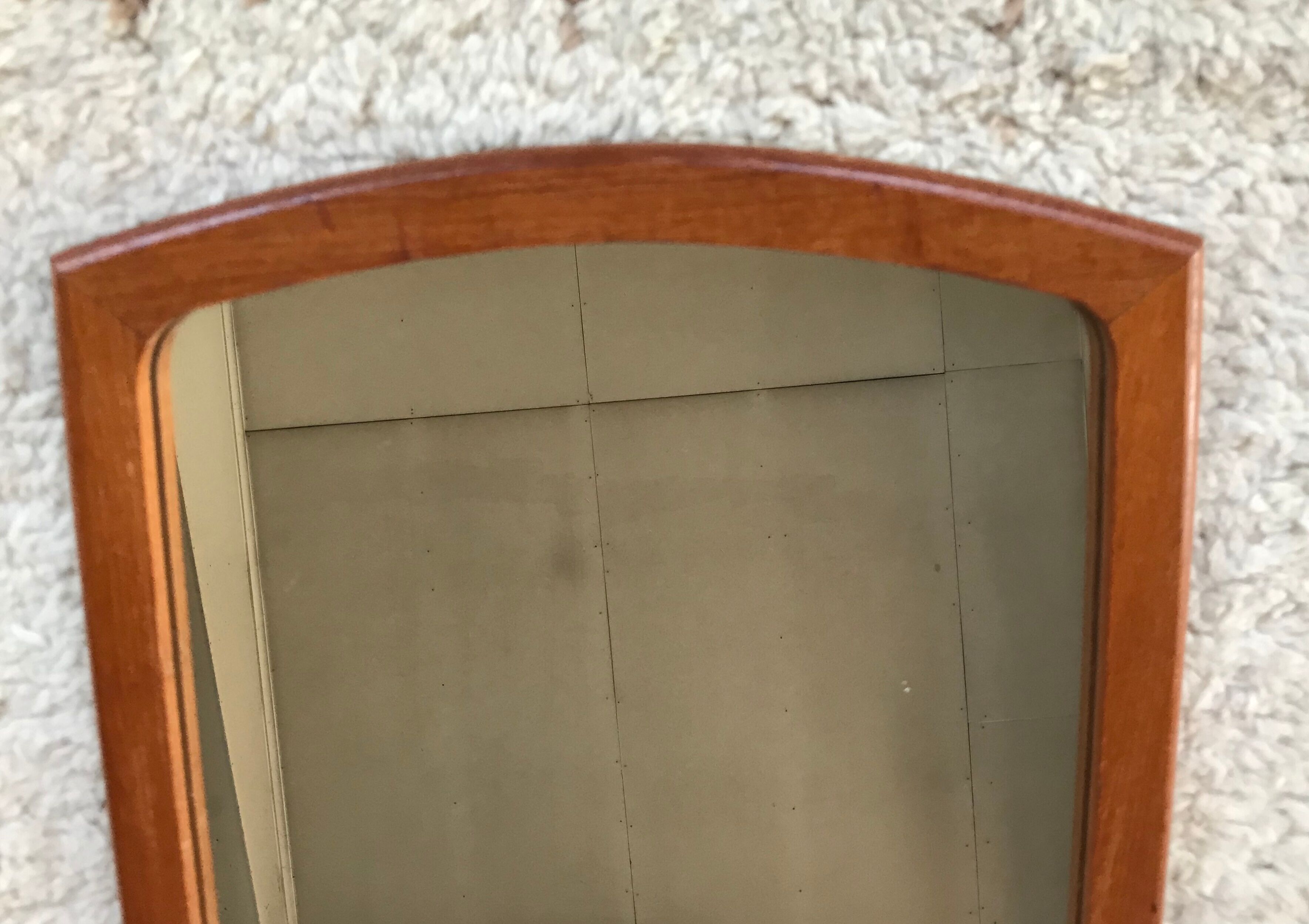 Rounded mirror teak 1950 - 79x35cm