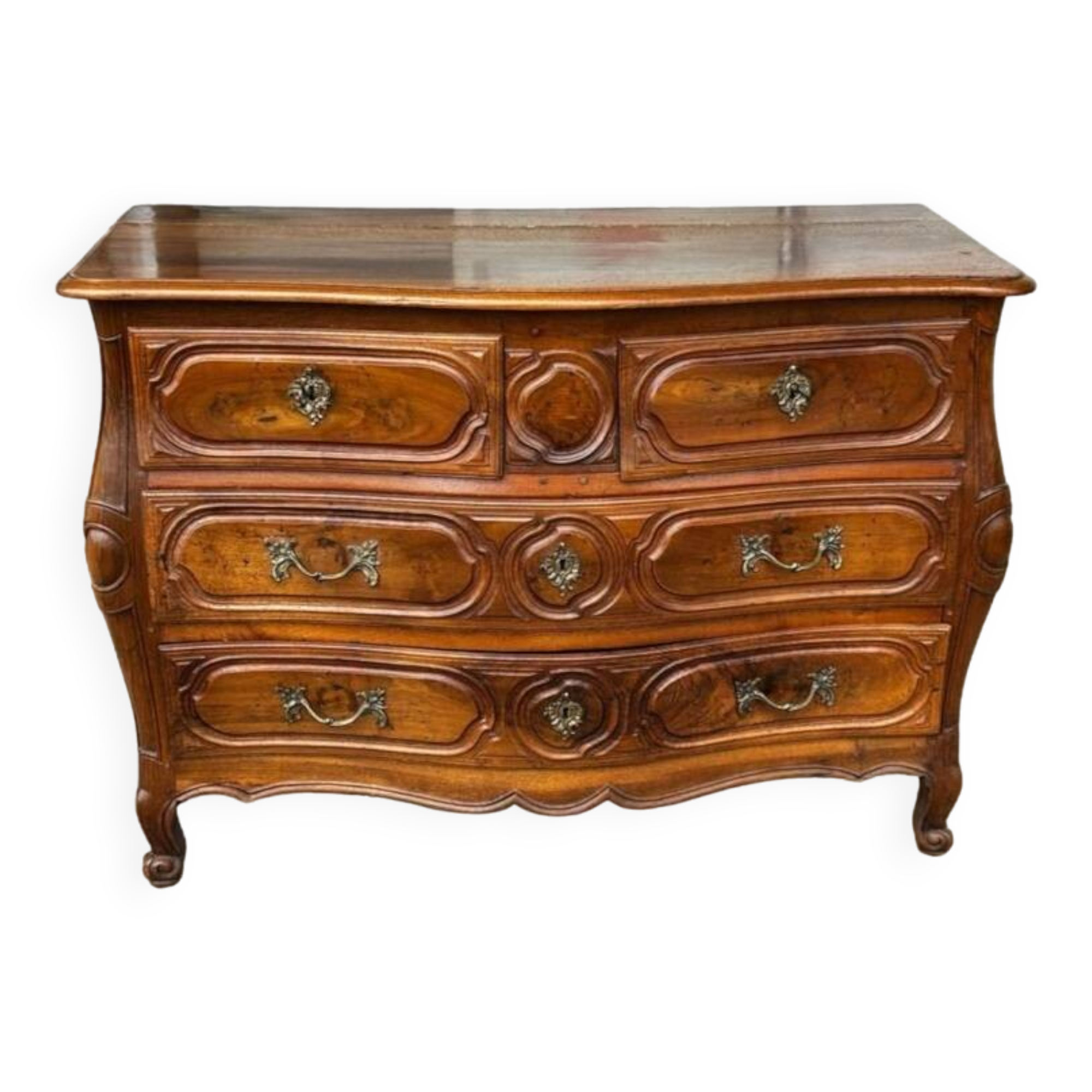 Commode Tombeau Louis XV En Noyer D’époque XVIIIème