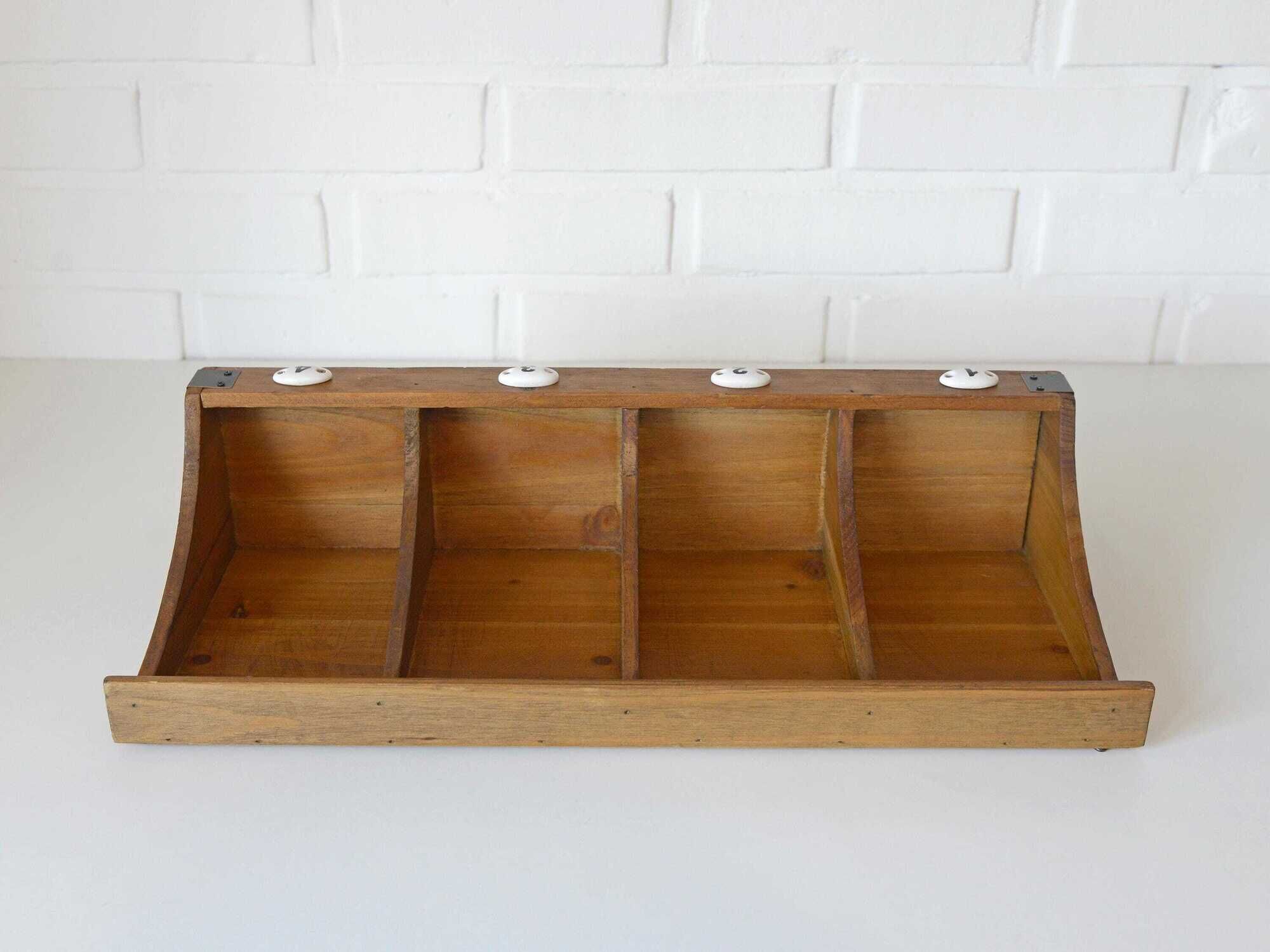 Vintage Wall Wooden Shelf / Mid Century Mail Organizer / Key Holder