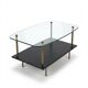 Vintage coffee table from the 1960s, glass, faux leather, brass.