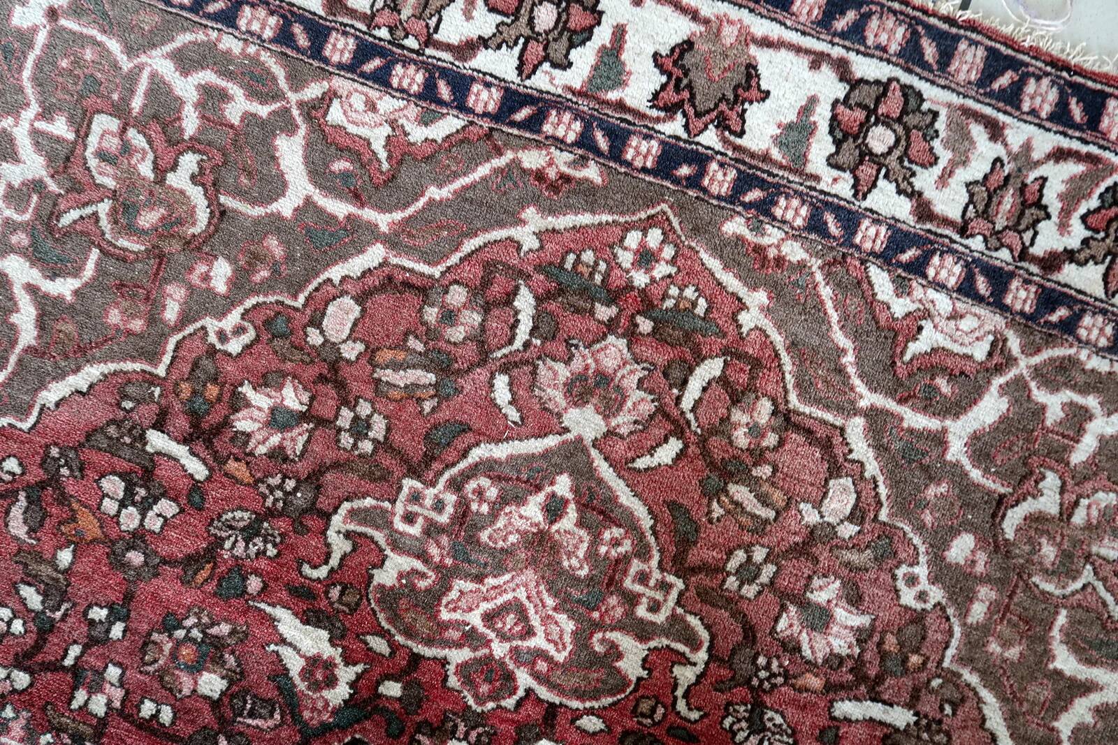 Handmade vintage Persian Malayer rug 144cm x 197cm 1960s - 1C1173