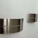 Pair of vintage wall lights, brushed metal, France 1980.