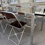 Rectangular table with chrome mirror glass 1970s vintage