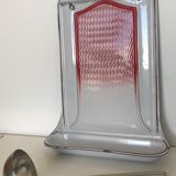 ancien egouttoir en tôle émaillé blanc et rouge