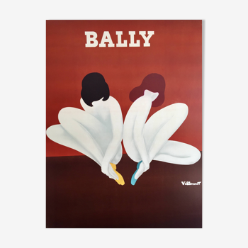 Bally les lotus poster by bernard villemot - large format - signed by the artist - on linen