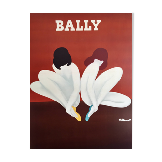 Bally les lotus poster by bernard villemot - large format - signed by the artist - on linen