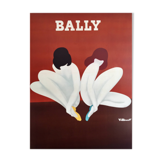 Affiche bally les lotus par bernard villemot - grand format - signé par l'artiste - on linen