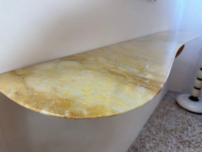 Italian Art Deco Console in Cherry Wood and Siena Marble by Paolo Buffa, 1940s