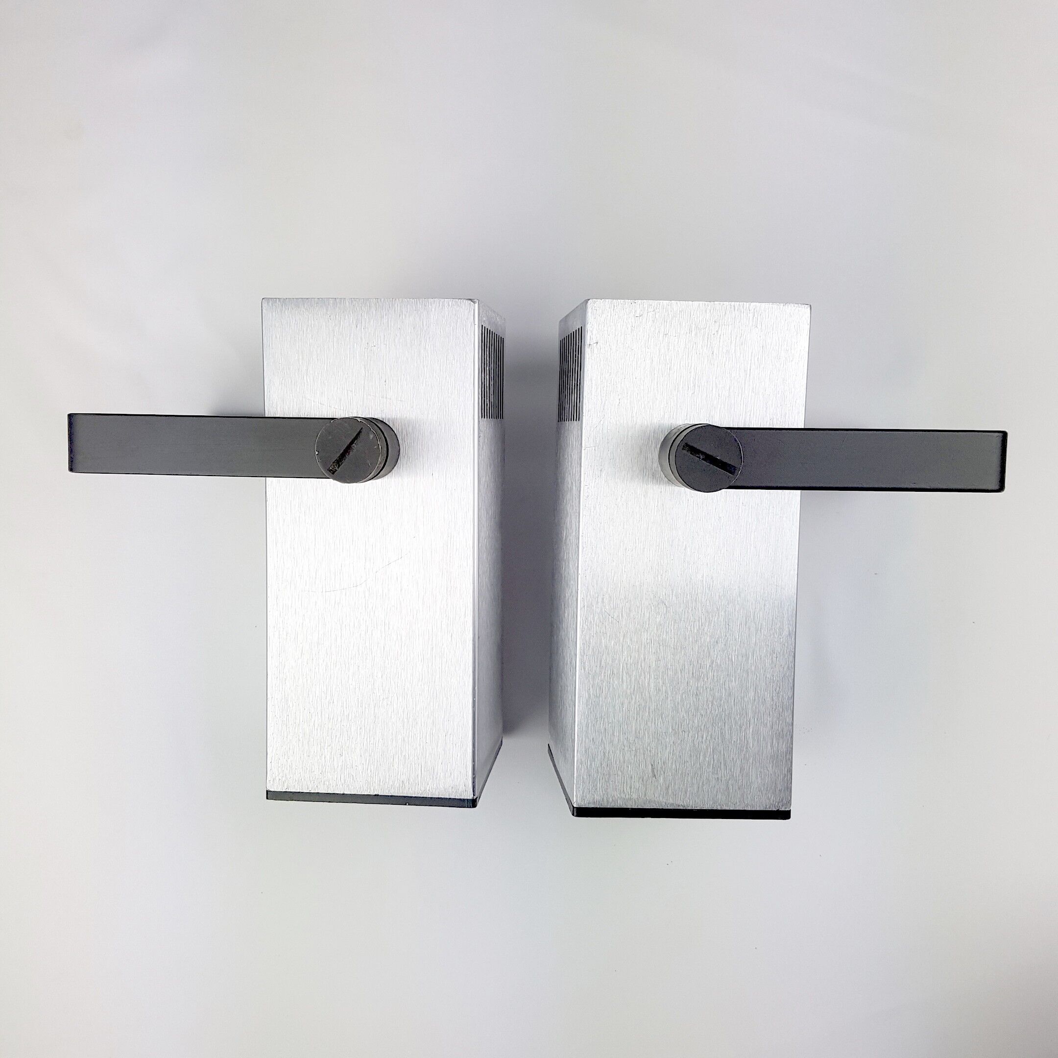 Paire de spots carré aluminium brossé