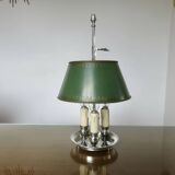 Authentic antique bouillotte lamp in chrome bronze with 3 lights, 1930s.