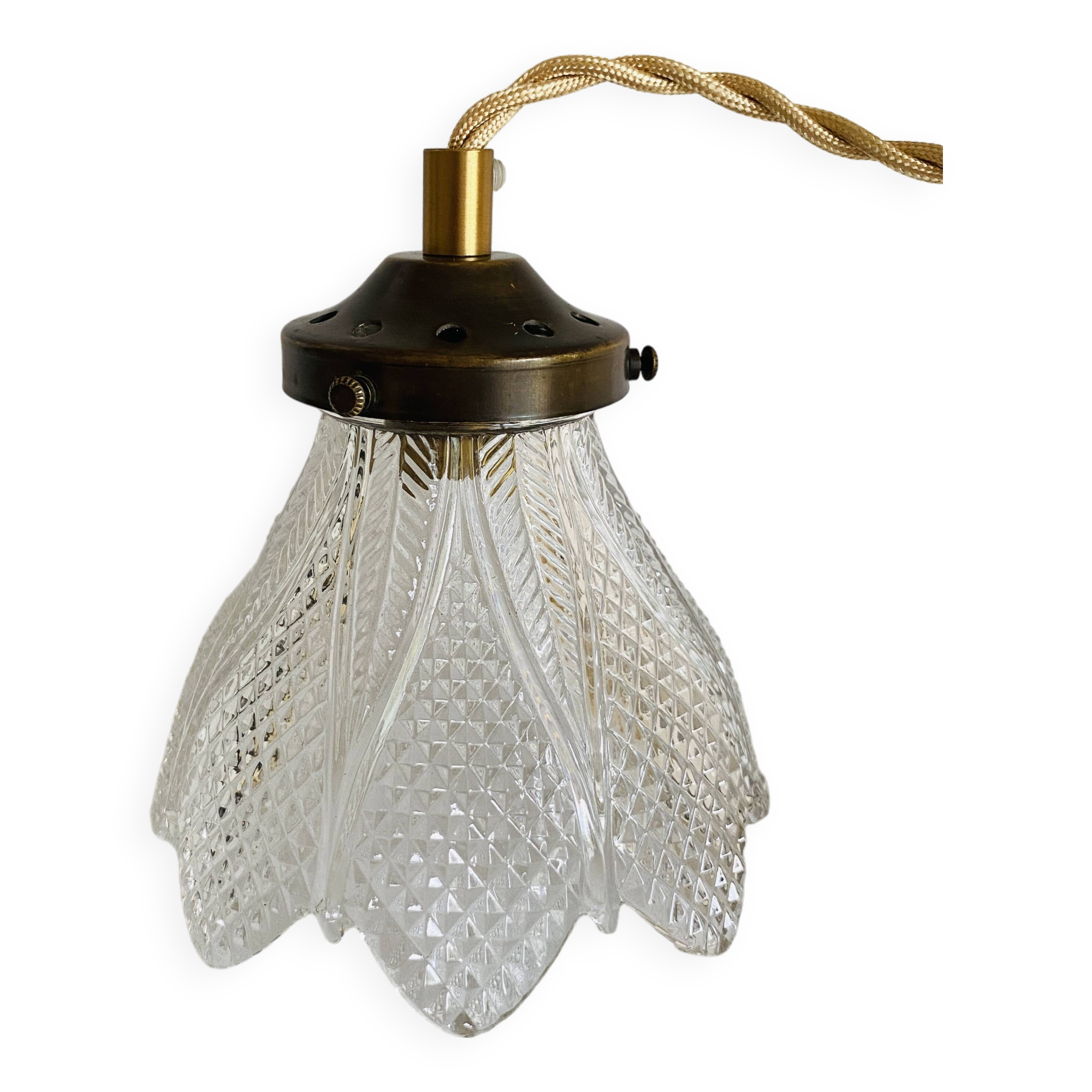 Hanging lamp, 2 m fabric cable, porcelain ceiling rose