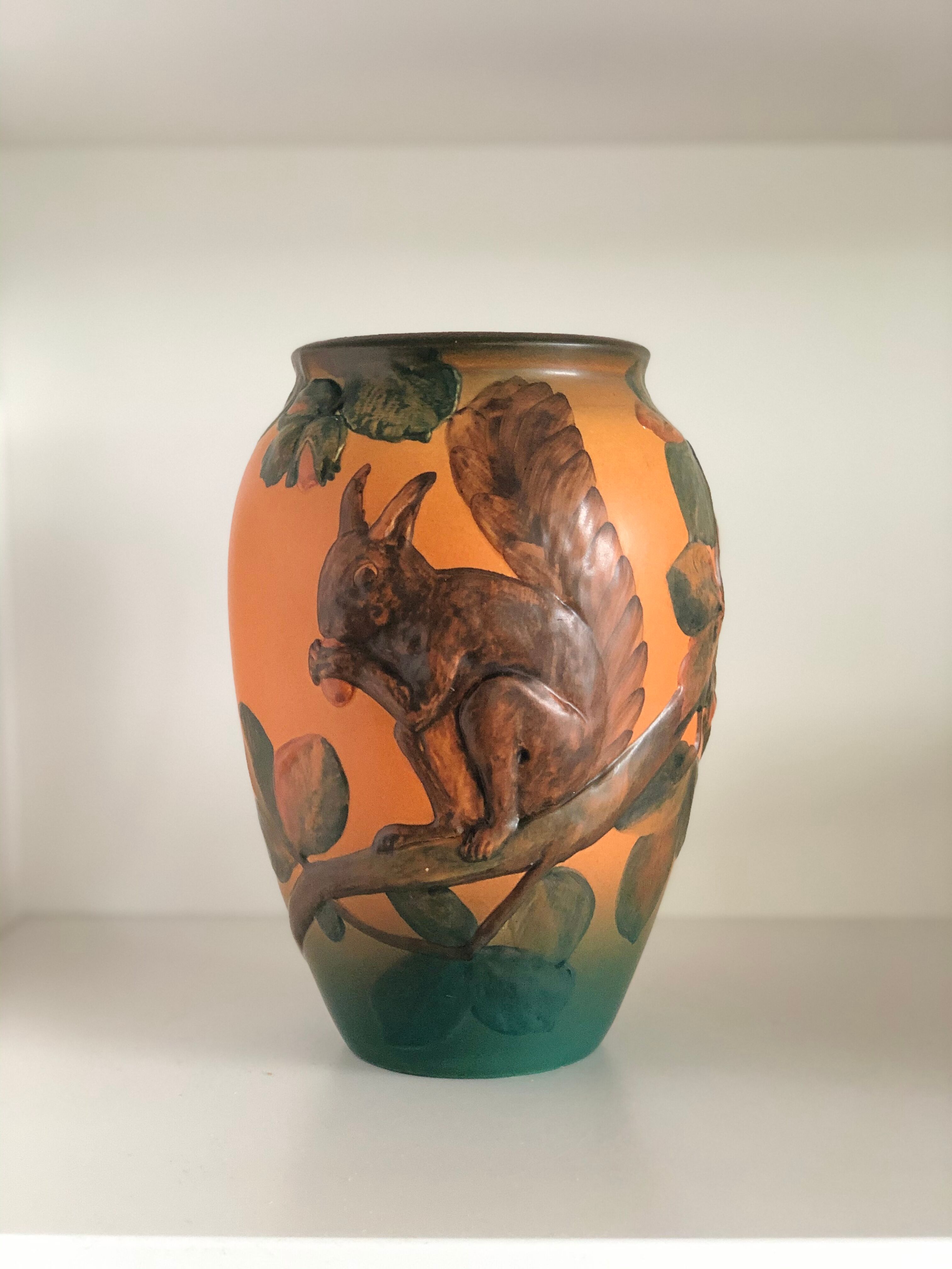 Ipsen vase with squirrel decoration