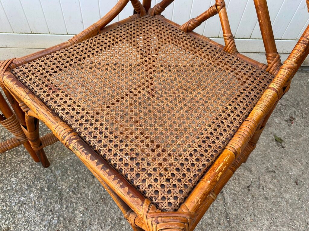 Pair of rattan chairs and vintage cannage from the 70s